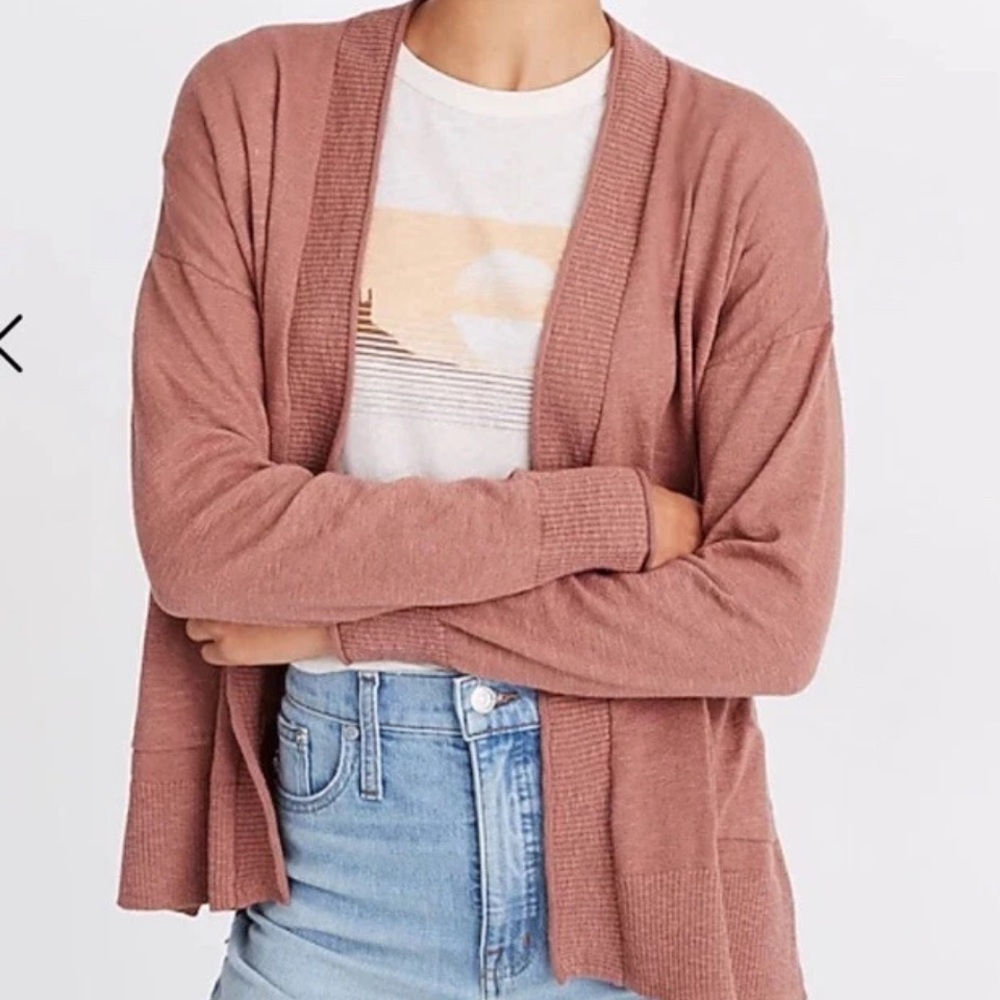 Madewell Bradley Cardigan S Faded Mauve Lightweight Cotton Blend Open Front $80